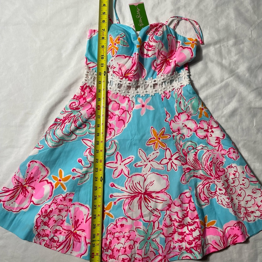 NWT Lilly Pulitzer Lenore mini Dress Blue pink Lolita with sunflow size 0 - Picture 8 of 12
